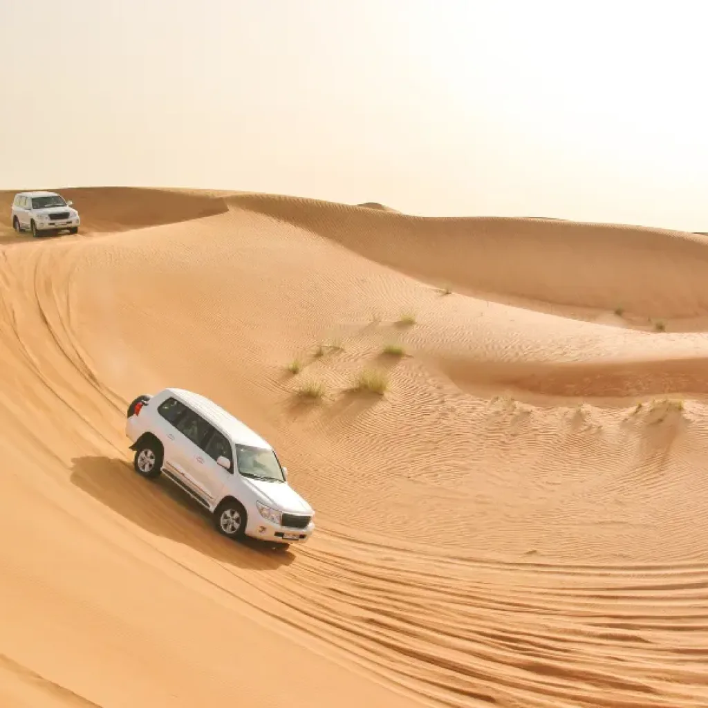 Jeep driving through the desert